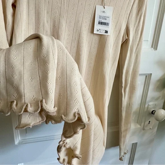 NWT! SKALL STUDIO Beige Long Sleeve Edie Blouse - S - Picture 5 of 12